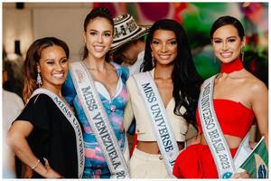 De izquierda a derecha, las representantes de Bahamas, Venezuela, Jamaica y Brasil en el certamen Miss Universo 2023