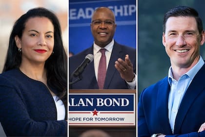 De izquierda a derecha: Mejía, Bond y Hathaway buscan cubrir la vacante generada en tras la asunción de Sherrill como gobernadora