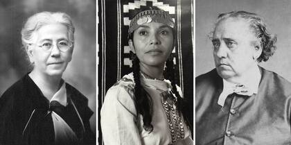 De izquierda a derecha: Rosario Vera Peñaloza, Aimé Painé y Juana Manso.