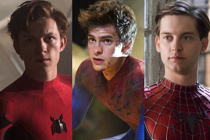 De izquierda a derecha, todos los actores que interpretaron a Spiderman: Tom Holland, Andrew Garfield y Tobey Maguire.