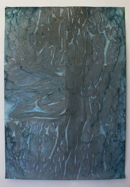 De la serie Al agua dejarla dibujar su nueva forma (2021). Obra sobre papel de Jimena Croceri en Piedras