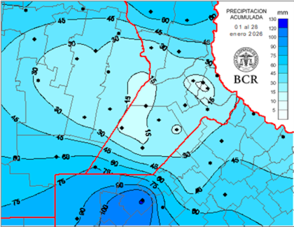 De las 36 estaciones meteorológicas de la red BCR-GEA, solo una alcanzó la media histórica