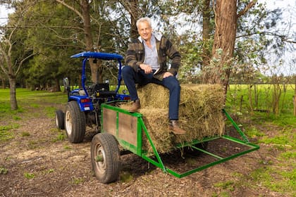 “De las seis hectáreas de alfalfa, se arman mil fardos. Yo levanto la cosecha, coloco los fardos en el galpón y los entrego, por ejemplo, en el hipódromo. Hago lo que me gusta y me mantiene activo”, cuenta él. Varias veces, María Laura lo ha ayudado a repartirlos.