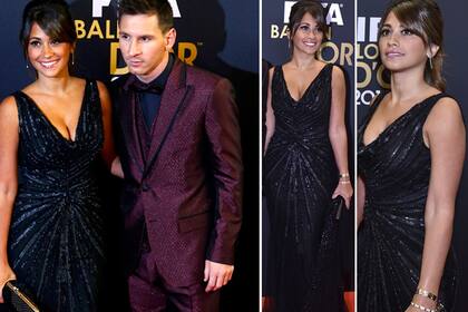 De negro y con brillos. Antonella Roccuzzo, junto a Messi, en Zurich