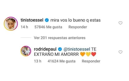 De Paul le respondió el romántico comentario a Tini con otra declaración de amor (Foto: Instagram @rodridepaul)