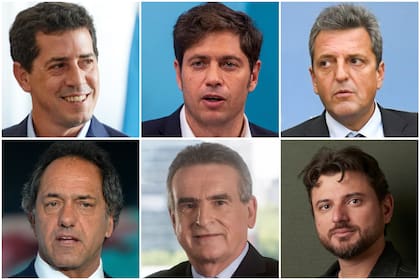 De Pedro, Kicillof, Massa, Scioli, Rossi y Grabois