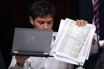 Kicillof, en el plenario de comisiones del Senado que trataba el proyecto de ley de expropiación de YPF