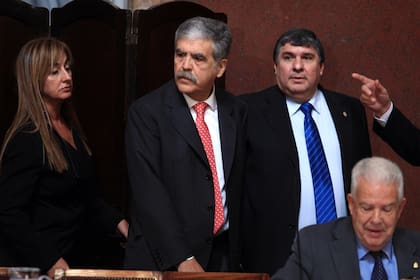 De Vido y José Mayans en el plenario de comisiones del Senado que trató el proyecto de ley de expropiación de YPF