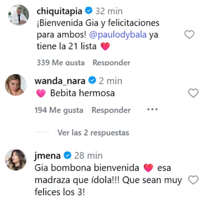 De Wanda Nara al Chiqui Tapia, las personalidades que reaccionaron al nacimiento de Gia