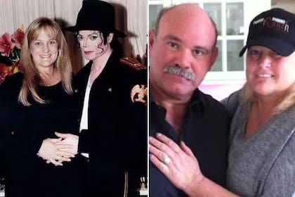 Debbie Rowe junto a Michael Jackson en 1996 y con su actual pareja, el productor musical Marc Schaffel