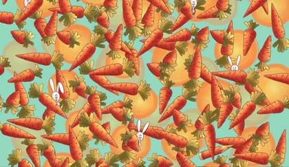 Deberás encontrar el lápiz oculto entre las zanahorias y los conejos.