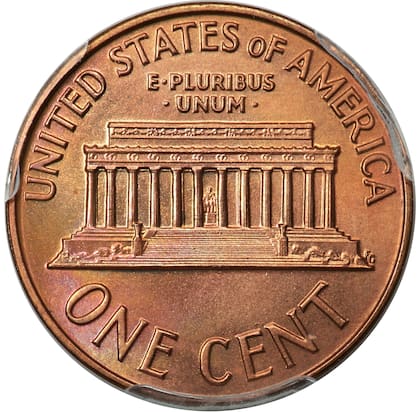 Debido al alto nivel de detalle, en el reverso se puede observar, justo en el centro, el monumento a Lincoln