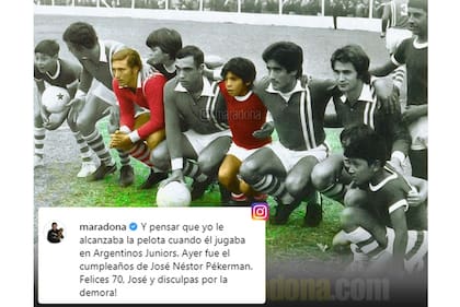 Década del '70, Pekerman volante de Argentinos Juniors.. y un pibe de los 'Cebollitas', alcanzapelotas en primera división... Diego Maradona