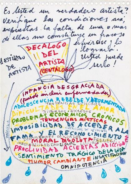 Decálogo del artista (centálogo), Liliana Maresca. Tinta sobre papel, 1994