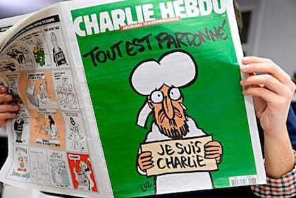Una de las famosas caricaturas de Mahoma en Charlie Hebdo