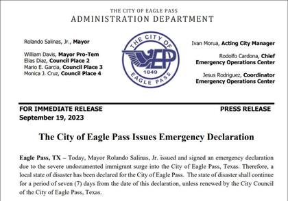 Declaración de emergencia de Eagle Pass, Texas