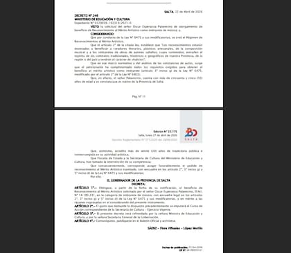 Decreto del Ministerio de Educación y Cultura de Salta