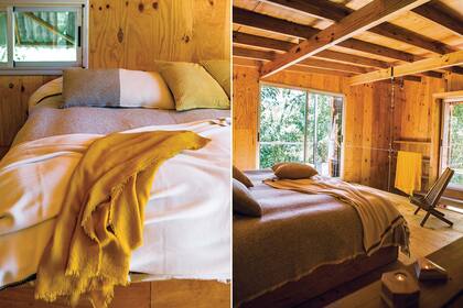 Dejando la vista abierta, un tensor en cruz hace las veces de baranda y perchero.