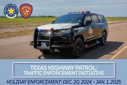 Del 20 de diciembre al 1° de enero, Texas refuerza la vigilancia en carreteras