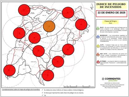 Del 21 al 22 de enero, aumentó el índice de peligro de "alto" y "muy alto" a "extremo".