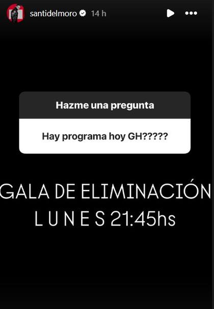 Del Moro confirmó cuándo será la próxima gala de eliminación