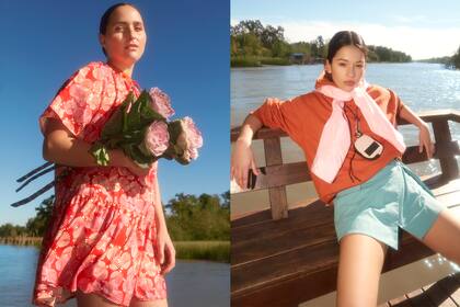 Del perchero de Furzai, opciones frescas y cómodas para los días de calor: vestido de jersey, con estampas de almejas o buzo canguro, pollera portafolio y minibag para llevar lo imprescindible.