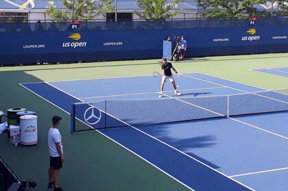 Del Potro, en el entrenamiento de ayer
