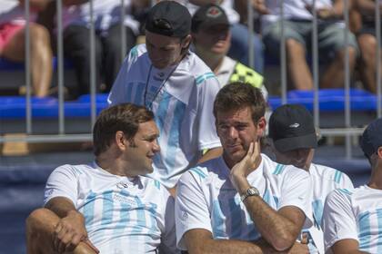 Del Potro alentando al equipo en Tecnópolis el año pasado