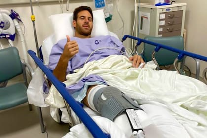 Del Potro, el 27 de enero último en Miami, tras ser operado de la rodilla derecha. 