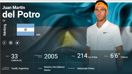 Del Potro, sin ranking: así apareció el tandilense en la clasificación ATP durante este lunes.