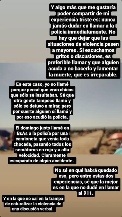 Delfina contó lo que atestiguó en su cuenta de Instagram