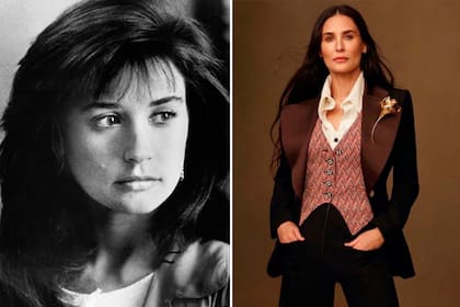 Demi Moore a los 24, en ¿Te acuerdas de añoche? y en una foto actual, a sus 58 años