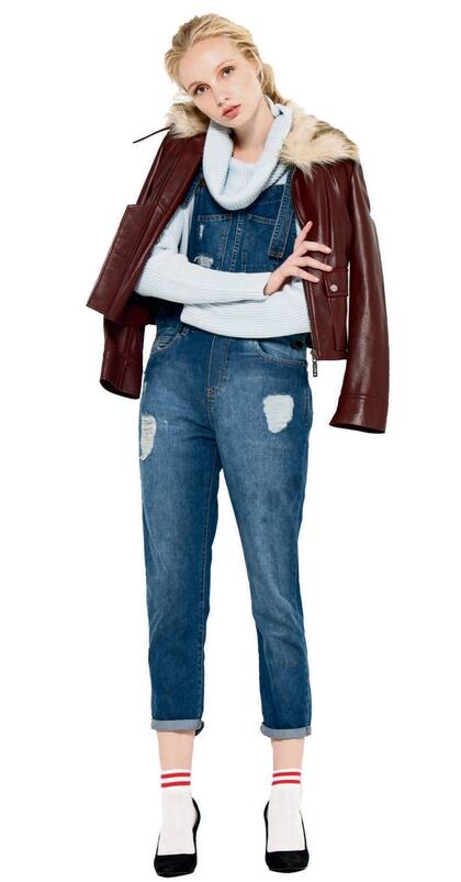 Denim + cuero, invierno 2017