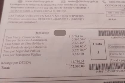 Dentro de la boleta se cobran otras tasas, como servicios asistenciales, obra solidaria, fondo de apoyo educativo, seguridad pública y transporte público