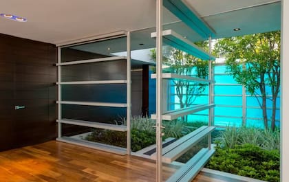 Dentro de la casa hay un pequeño jardín natural con árbol