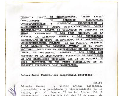 Denuncia de los "candidatos estafados" frente a la jueza María Servini de Cubría