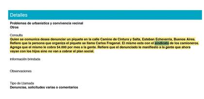 Denuncias hechas al 134