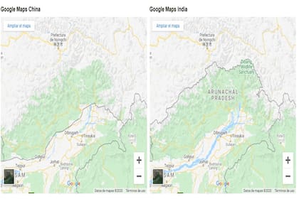Dependiendo del buscador de Google por el cual se ingrese, China e India tienen fronteras diferentes. Crédito: Simon Weckert