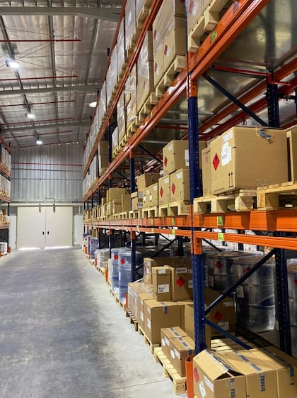 Depósito actual de Laboratorios Merck en Spegazzini, Ezeiza.