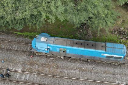 Vista de la locomotora de una de las formaciones que estuvo involucrada en el accidente