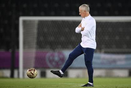 Deschamps, durante el entrenamiento de Francia