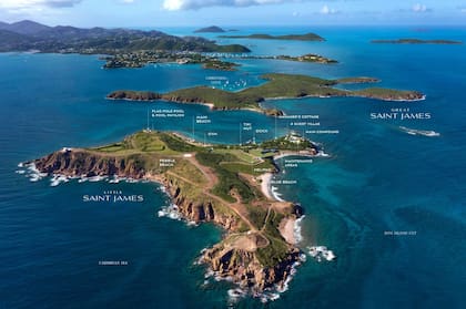 Desde arriba: Little Saint James y Great Saint James. Al fondo, Saint Thomas.