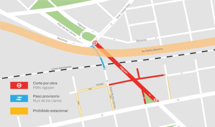 Desde el 28 de junio se habilitó un cruce provisorio a sobre Ruiz de los Llanos
