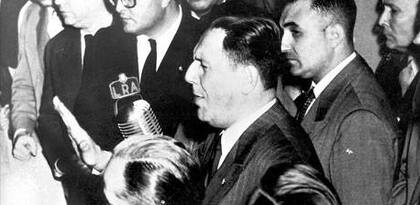 Perón en balcón de la Casa Rosada, el 31 de agosto de 1955. Al mes siguiente sería derrocado