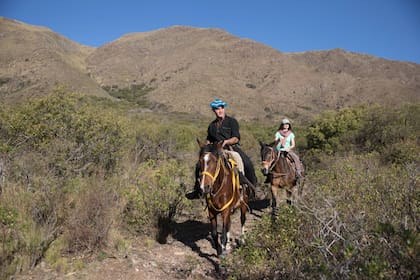 Desde el complejo Agua de los Palos parte la cabalgata para recorrer los faldeos del cerro Las Gemelas.