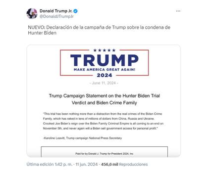 Desde el equipo de campaña de Trump dicen que el fallo es para tapar otros presuntos delitos