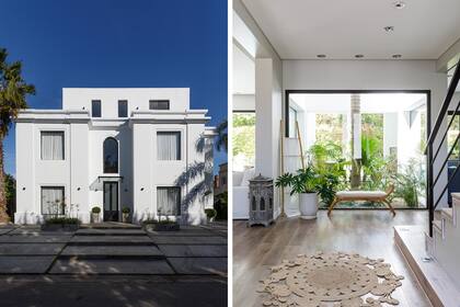 Desde el frente se ve la gran novedad de esta etapa, una tercera planta. Al entrar, el patio interno –con una palmera en el centro–garantiza el verde.