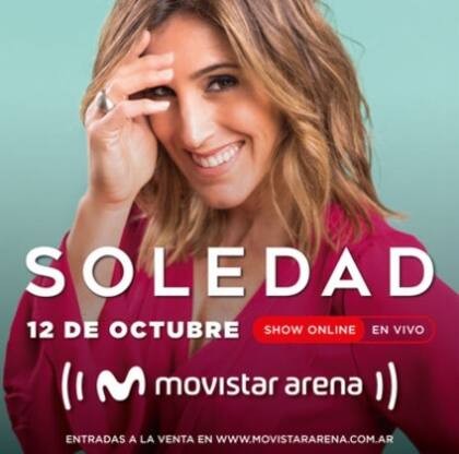Desde el Movistar Arena, Soledad cantará el próximo 12 de octubre