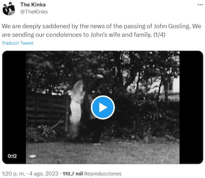 Desde las redes sociales, la banda expresó su profunda congoja por el fallecimiento de Gosling