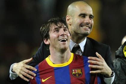 Pep Guardiola y Lionel Messi en el Barcelona 